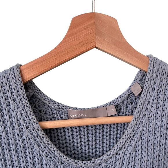 Vince Italian Waffle Knit Sweater Vest - Pale Blue Size XS - Picture 5 of 13